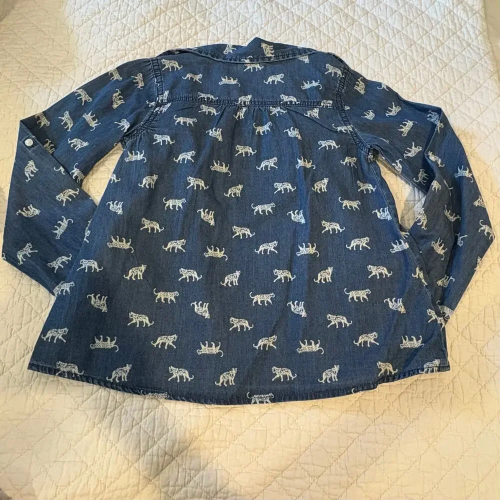 GYMBOREE Girls Denim Cheetah Chambray Tunic Sz 10 Streetwear Summer Casual Kooky
